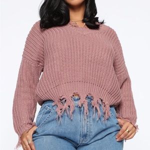 Mauve distressed sweater